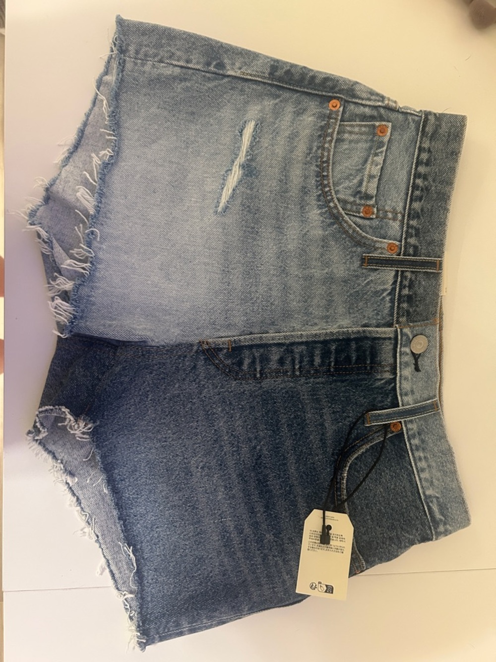 Levi's Two-Tone Blue Denim Cutoff Shorts